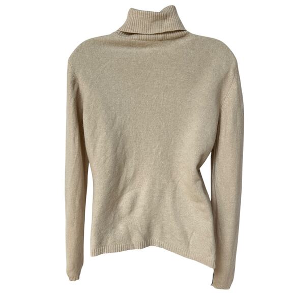 Vintage Escada Sweater Turtleneck Beige Wool Cashmere Pullover Women's 42 Medium - Picture 2 of 9